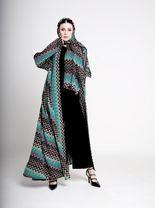 wave Pattern Abaya