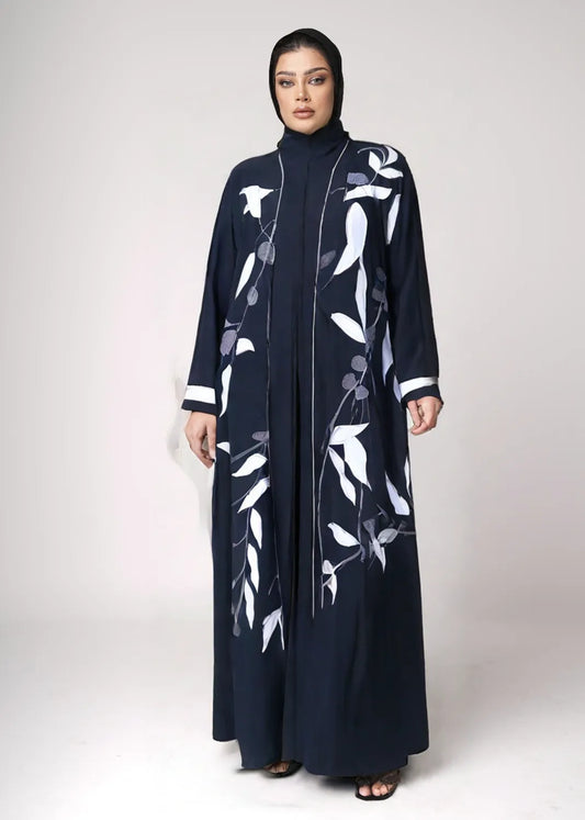 Abaya with White Pattern