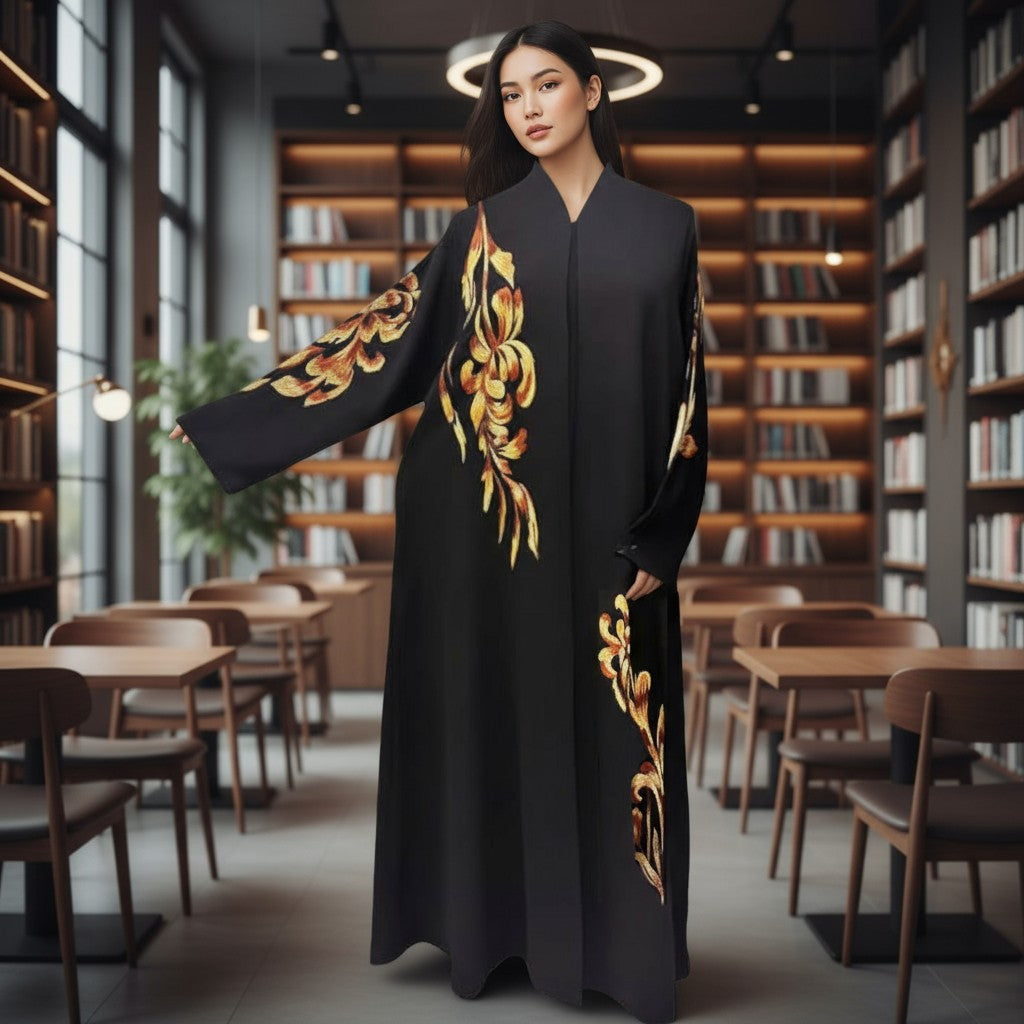 Black Golden Abaya