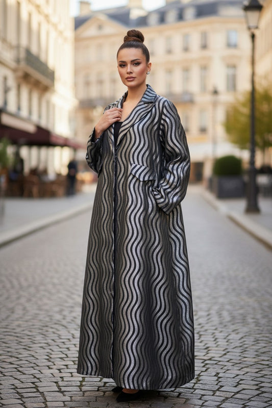 Abaya Silver Stripes