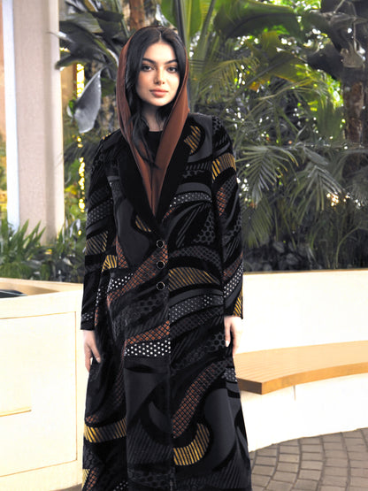 Multiprint Velvet Abaya