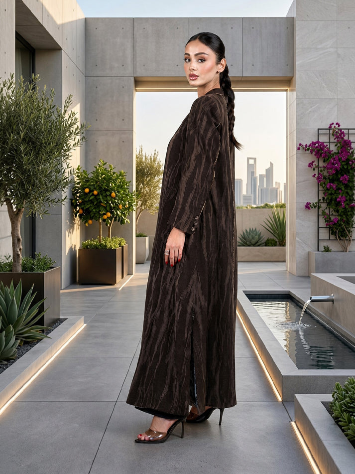 Bronze Weave Open Abaya
