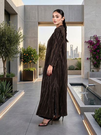 Bronze Weave Open Abaya