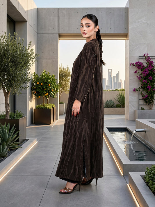Bronze Weave Open Abaya