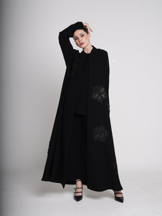 Black Abaya with Beads