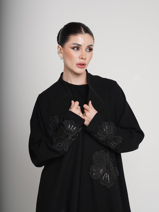 Black Abaya with Beads