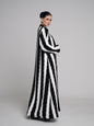 White Lines with beads Abaya