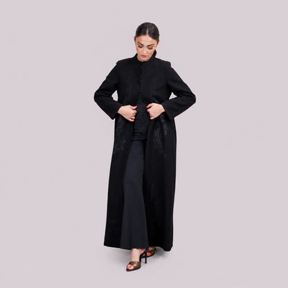 Midnight Embroidered Coat Abaya