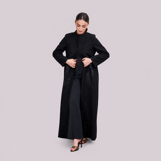 Midnight Embroidered Coat Abaya
