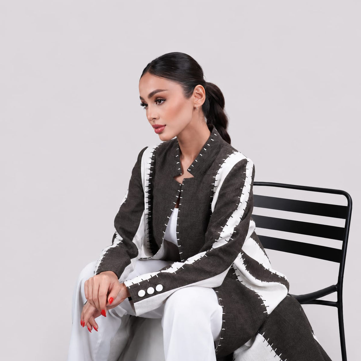 Abreez white Abaya