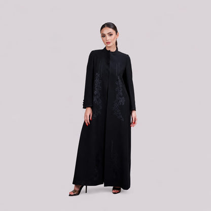 Midnight Embroidered Coat Abaya