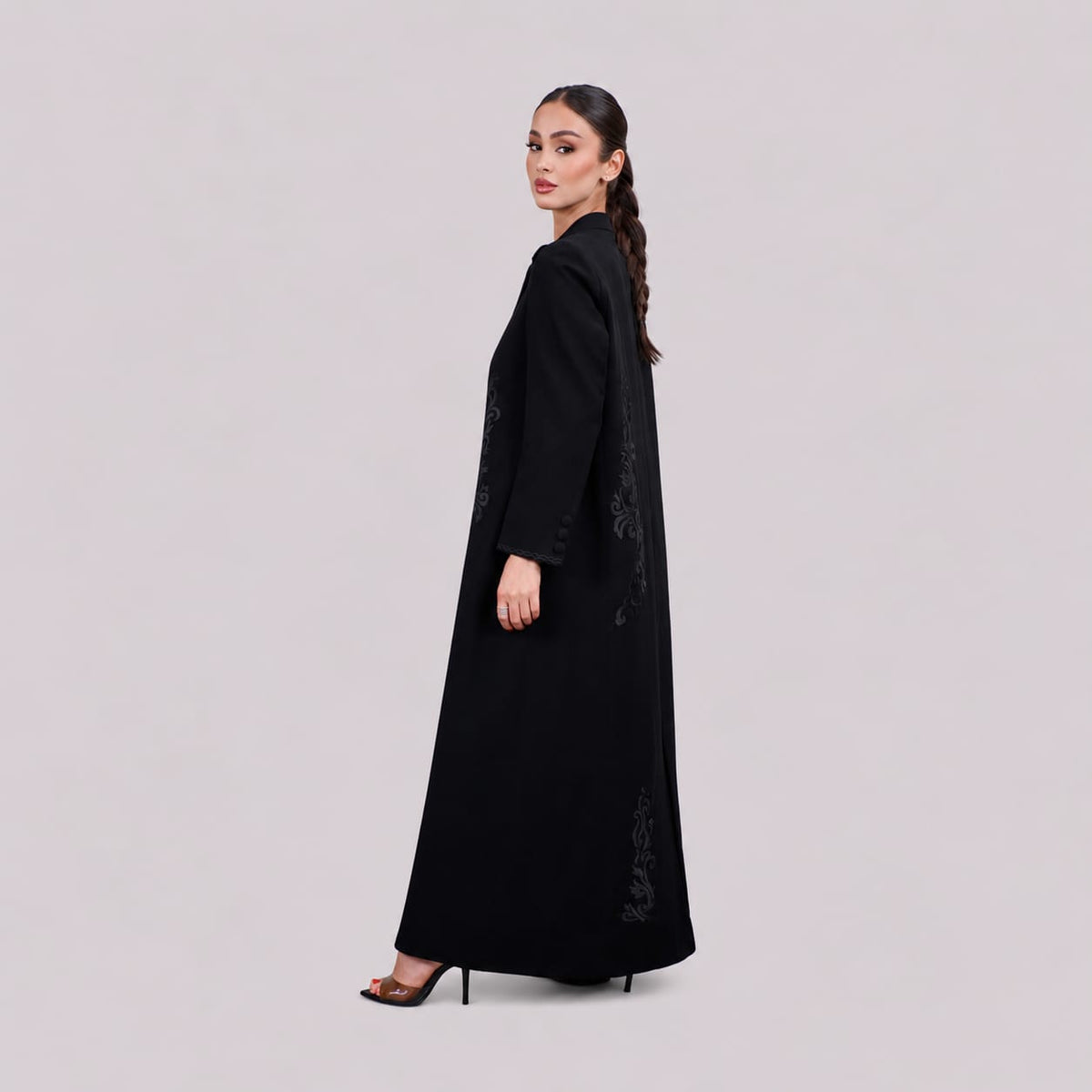 Midnight Embroidered Coat Abaya
