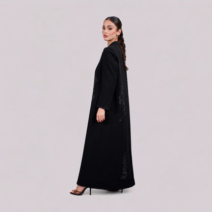 Midnight Embroidered Coat Abaya