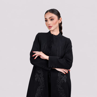 Midnight Embroidered Coat Abaya