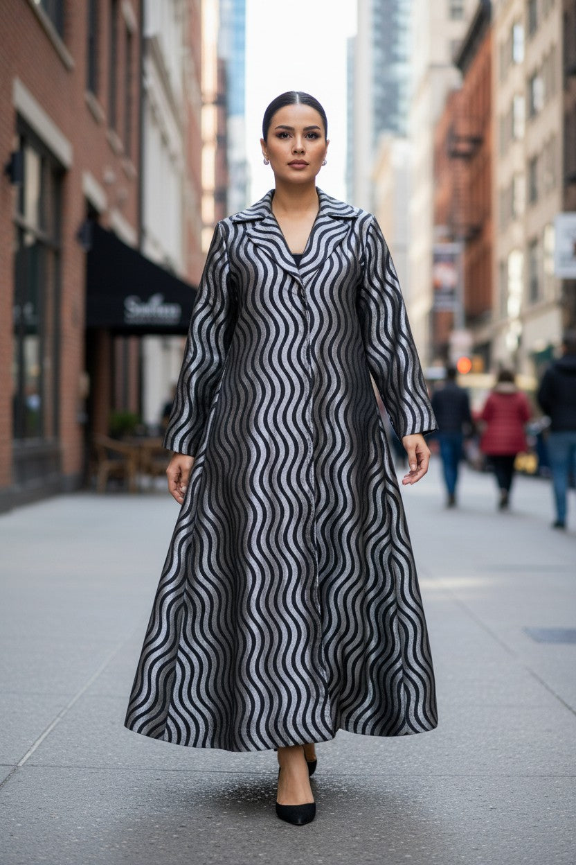 Abaya Silver Stripes