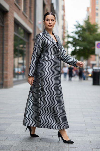 Abaya Silver Stripes